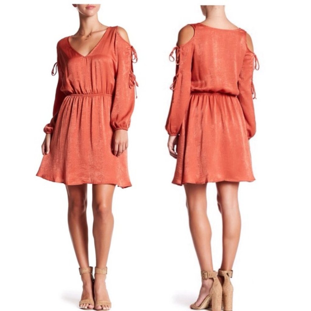 🔴 Satin Tie Sleeve  Dress NWT sz M /8 /10